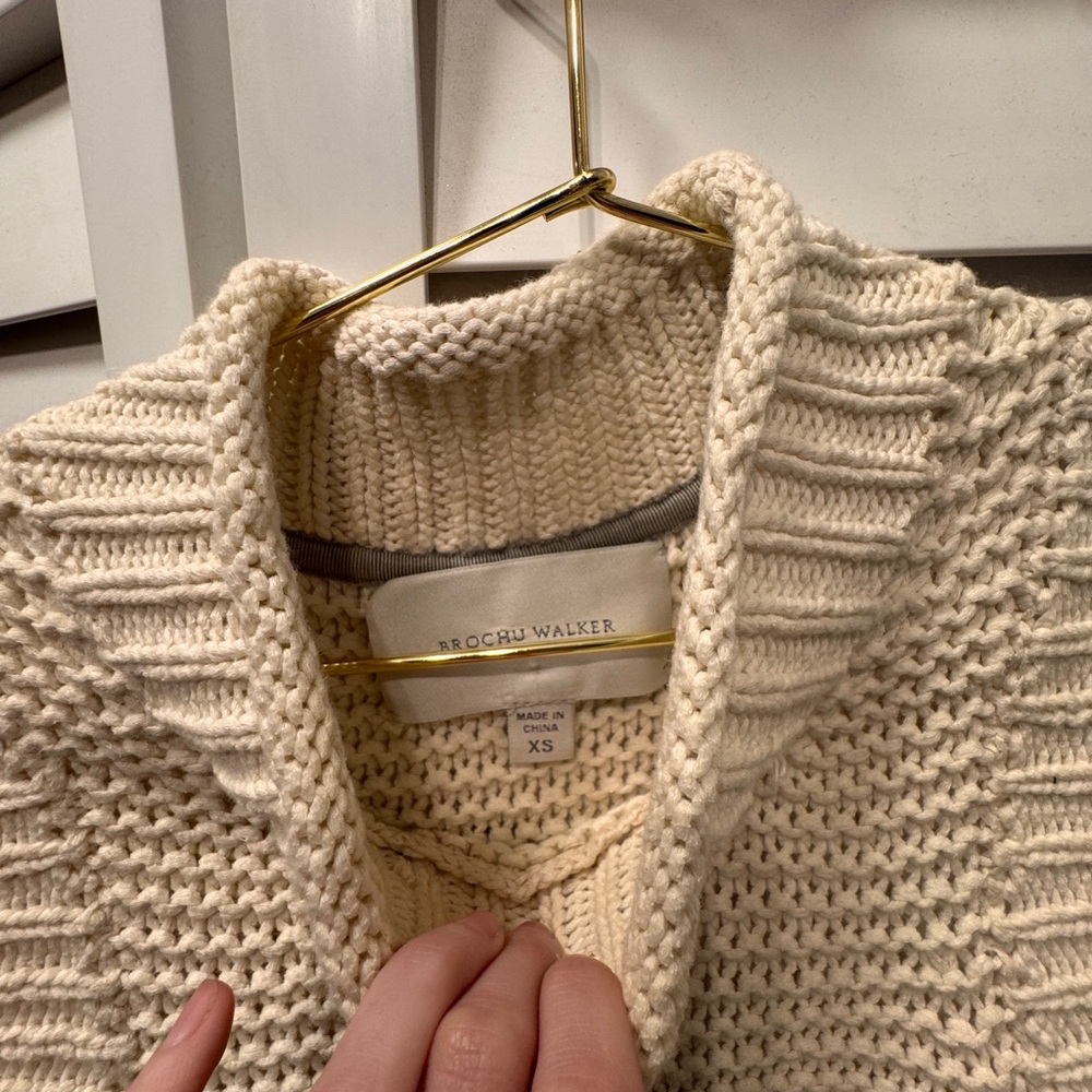 Brochu Walker Textured Cream Turtleneck Sweater